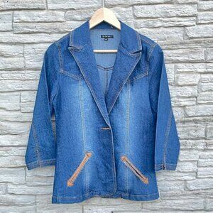 Denim Jacket Dark Wash | Tailored Blazer Style | Size 12